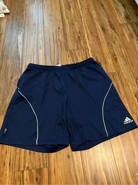Adidas Men’s Navy Athletic Shorts with White Piping